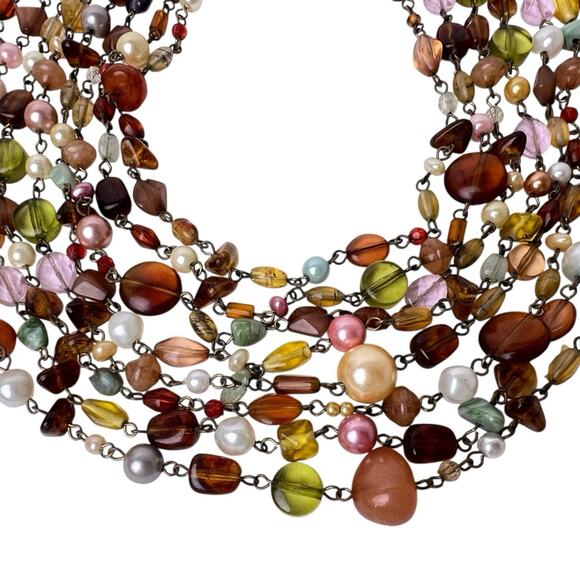 Lia Sophia Beaded Necklace Multi Strand Layered Colorful Beaumont Gold Tone - Picture 10 of 14
